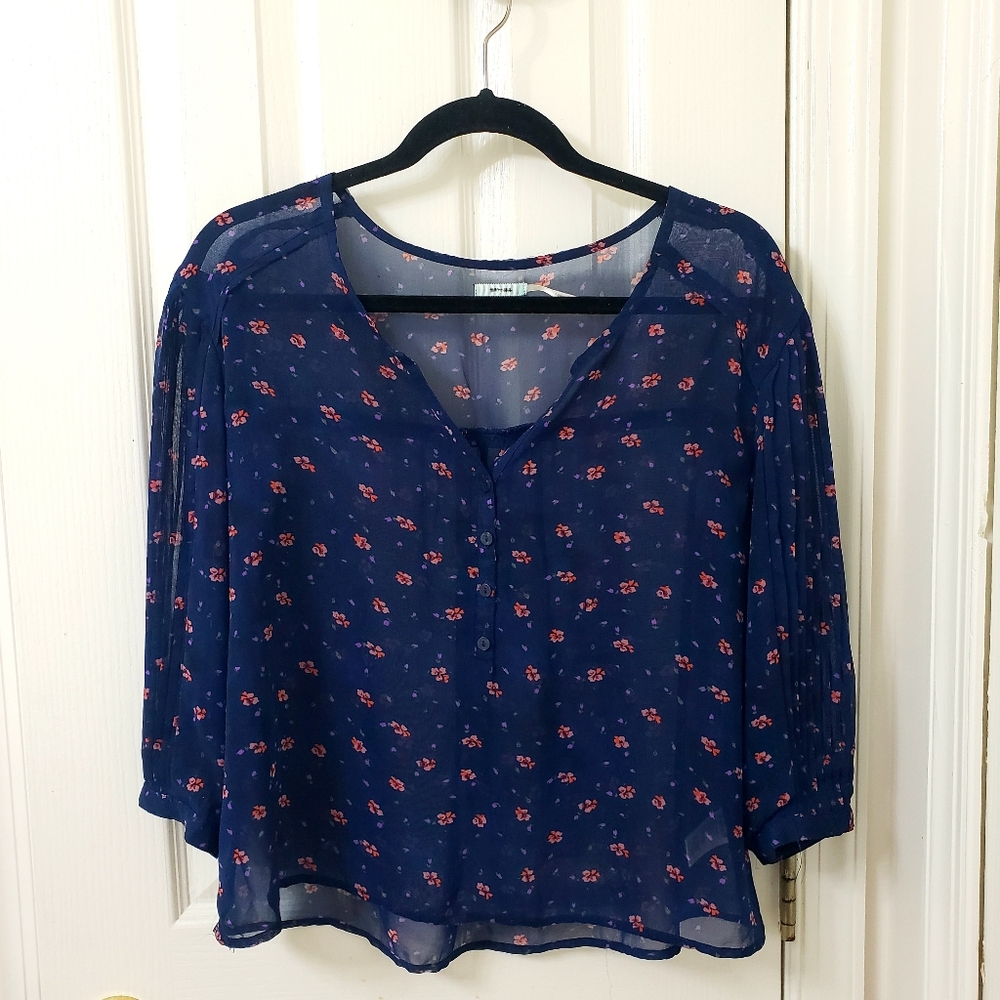 UO Sheer Floral Blouse